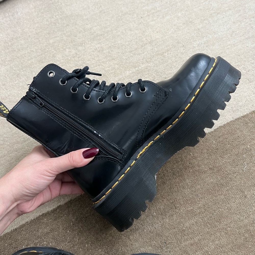 Dr Martens Jadon black leather platform boots - Picture 3 of 8
